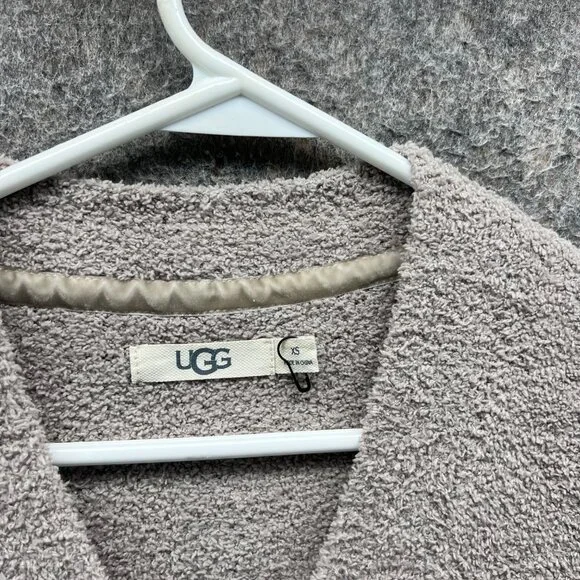 UGG Cardigan Womens XS Beige Button Front Fuzzy Cropped Sweater Polyester Cozy - Picture 2 of 11